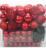 VidaXL Kerstbal Set met 300 LED 120 pcs Rood Kunststof