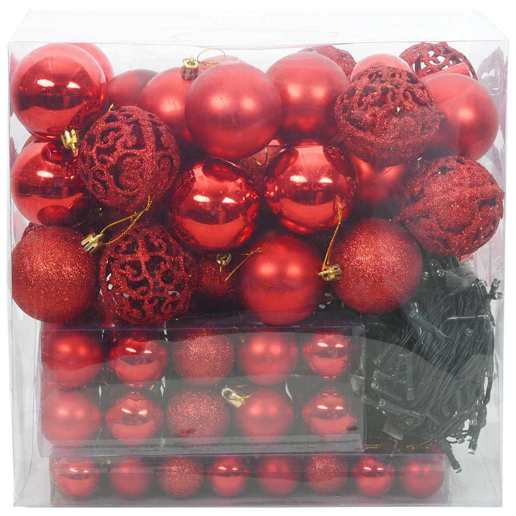 VidaXL Kerstbal Set met 300 LED 120 pcs Rood Kunststof