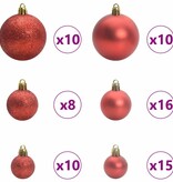 VidaXL Kerstbal Set met 300 LED 120 pcs Rood Kunststof