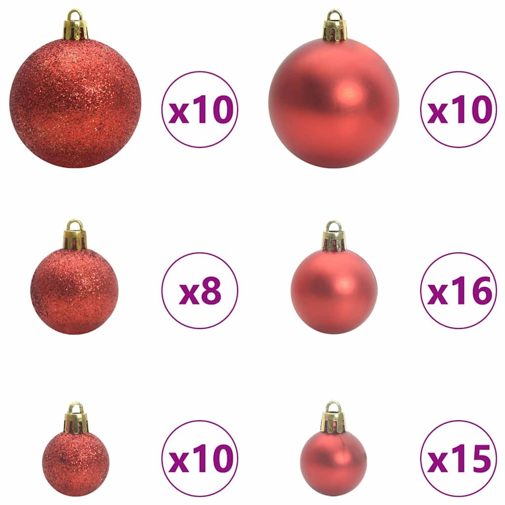 VidaXL Kerstbal Set met 300 LED 120 pcs Rood Kunststof