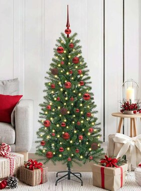 VidaXL Kerstbal Set met 150 LED 61 pcs Rood Kunststof