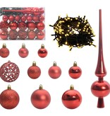 VidaXL Kerstbal Set met 150 LED 61 pcs Rood Kunststof