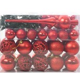 VidaXL Kerstbal Set met 150 LED 61 pcs Rood Kunststof