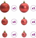 VidaXL Kerstbal Set met 150 LED 61 pcs Rood Kunststof