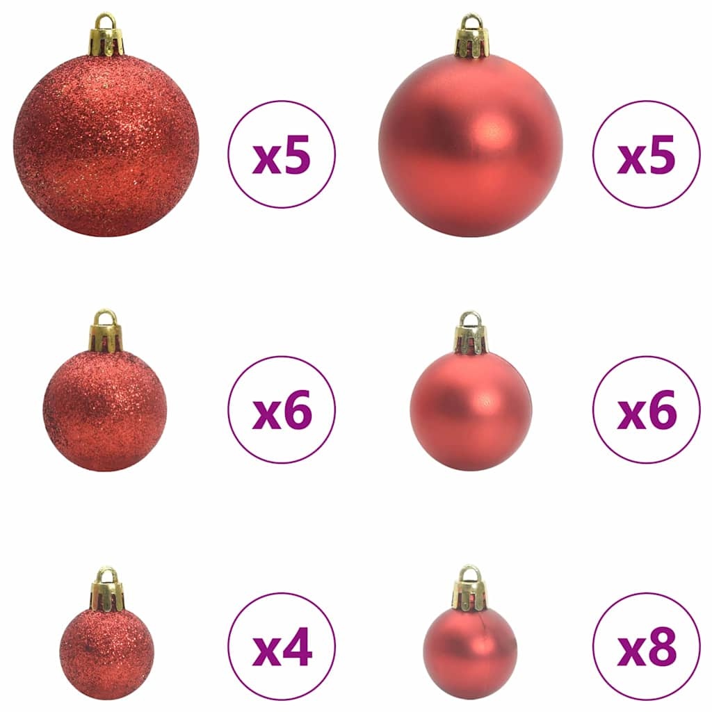 VidaXL Kerstbal Set met 150 LED 61 pcs Rood Kunststof