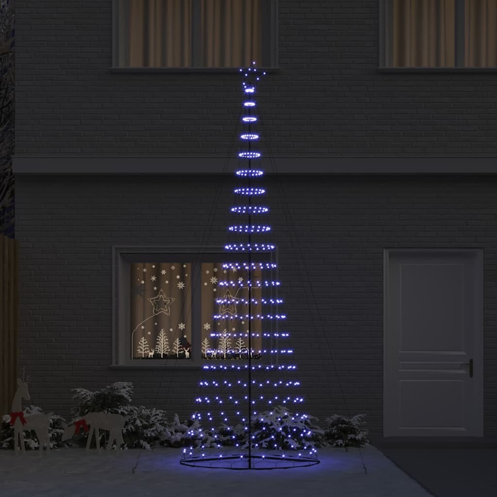 VidaXL LED Kerstboom met 450 LED Blauw 138.5 x 138.5 x 399 cm Metaal