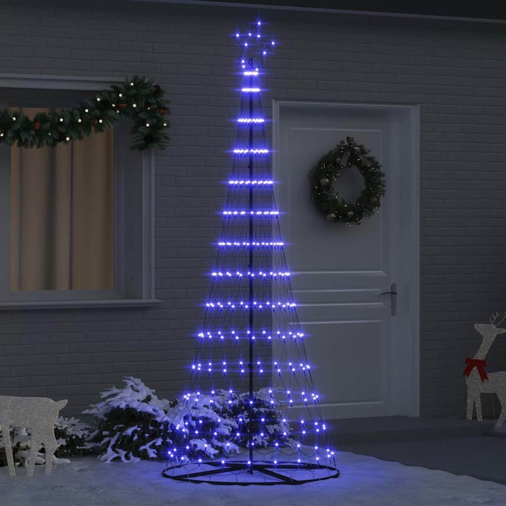 VidaXL LED Kerstboom met 290 LED Blauw 100 x 100 x 250 cm Metaal