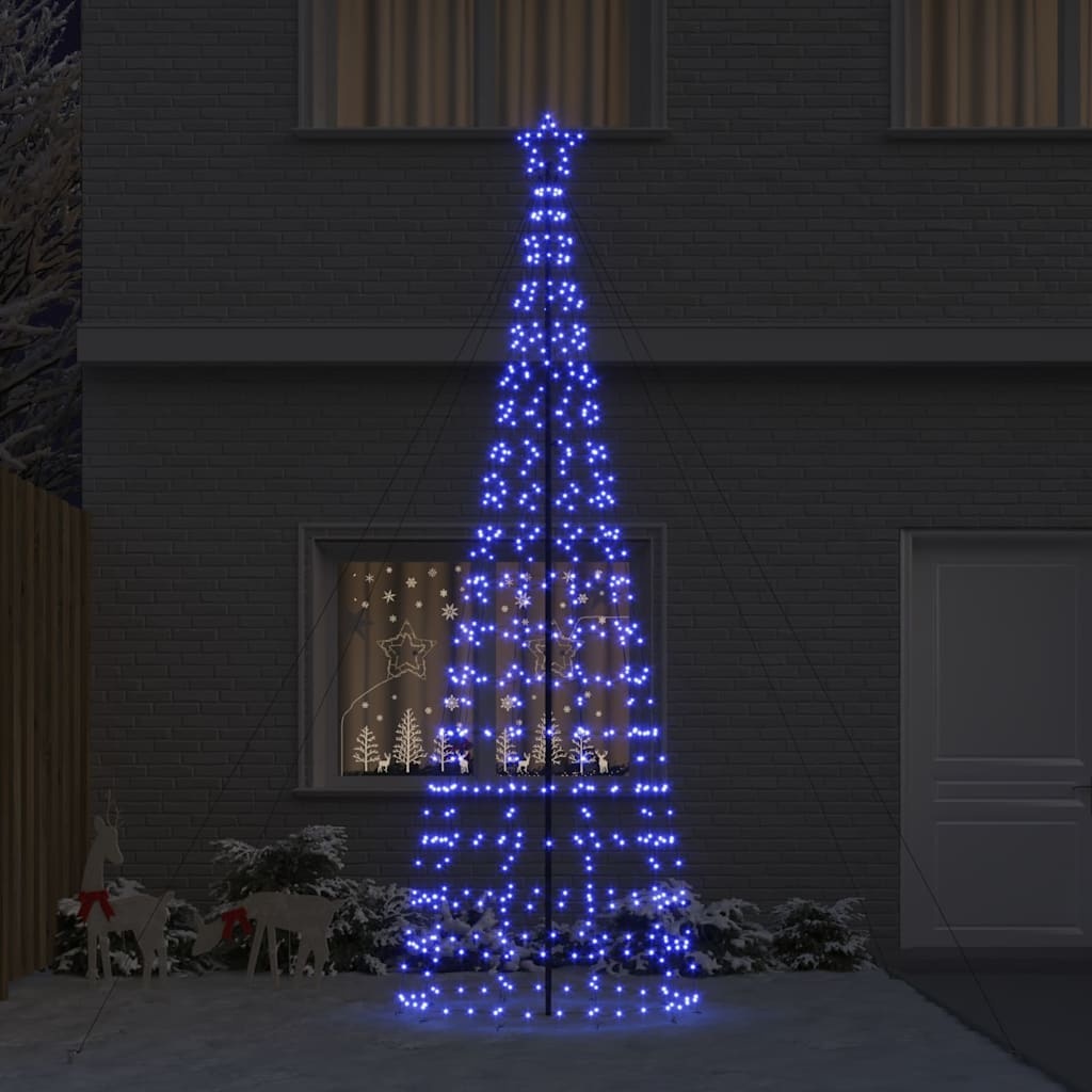 VidaXL LED Kerstboom met 800 LED met grondpennen Blauw 400 cm IJzer