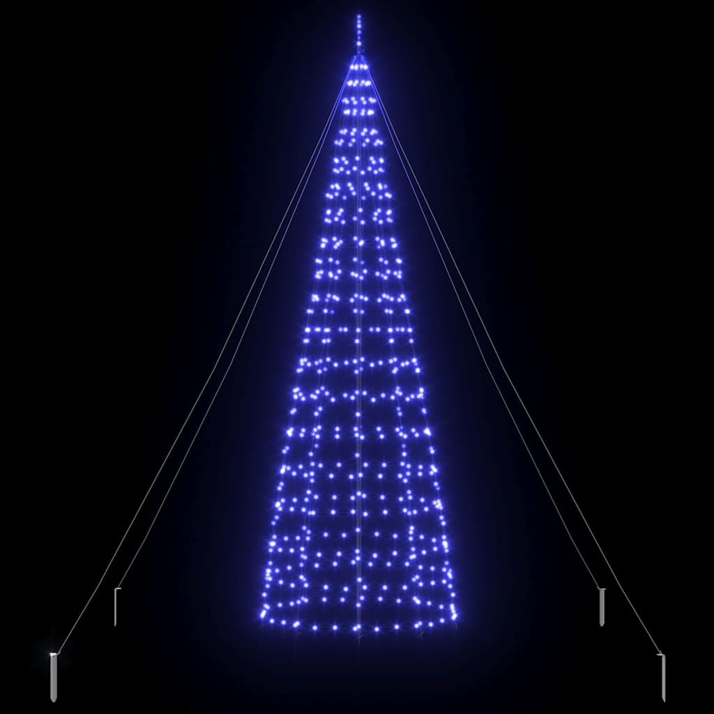 VidaXL LED Kerstboom met 800 LED met grondpennen Blauw 400 cm IJzer