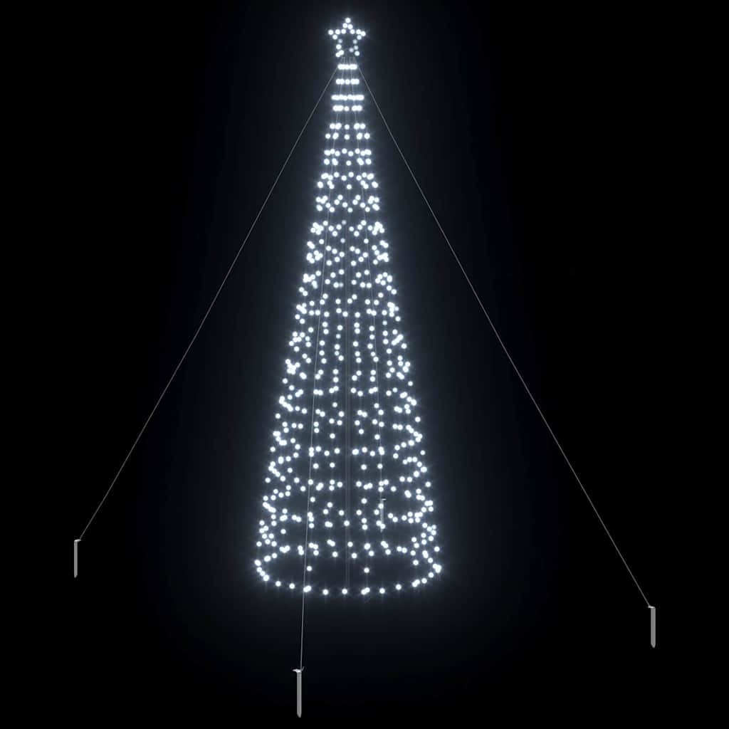 VidaXL LED Kerstboom met 800 LED met grondpennen Koudwit 400 cm IJzer