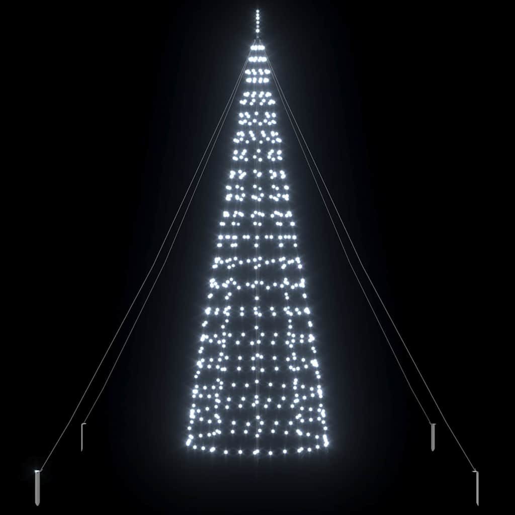 VidaXL LED Kerstboom met 800 LED met grondpennen Koudwit 400 cm IJzer