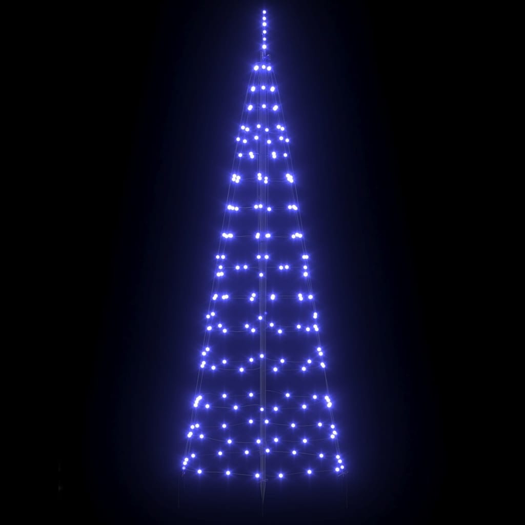 VidaXL LED Kerstboom met 390 LED met grondpennen Blauw 250 cm IJzer