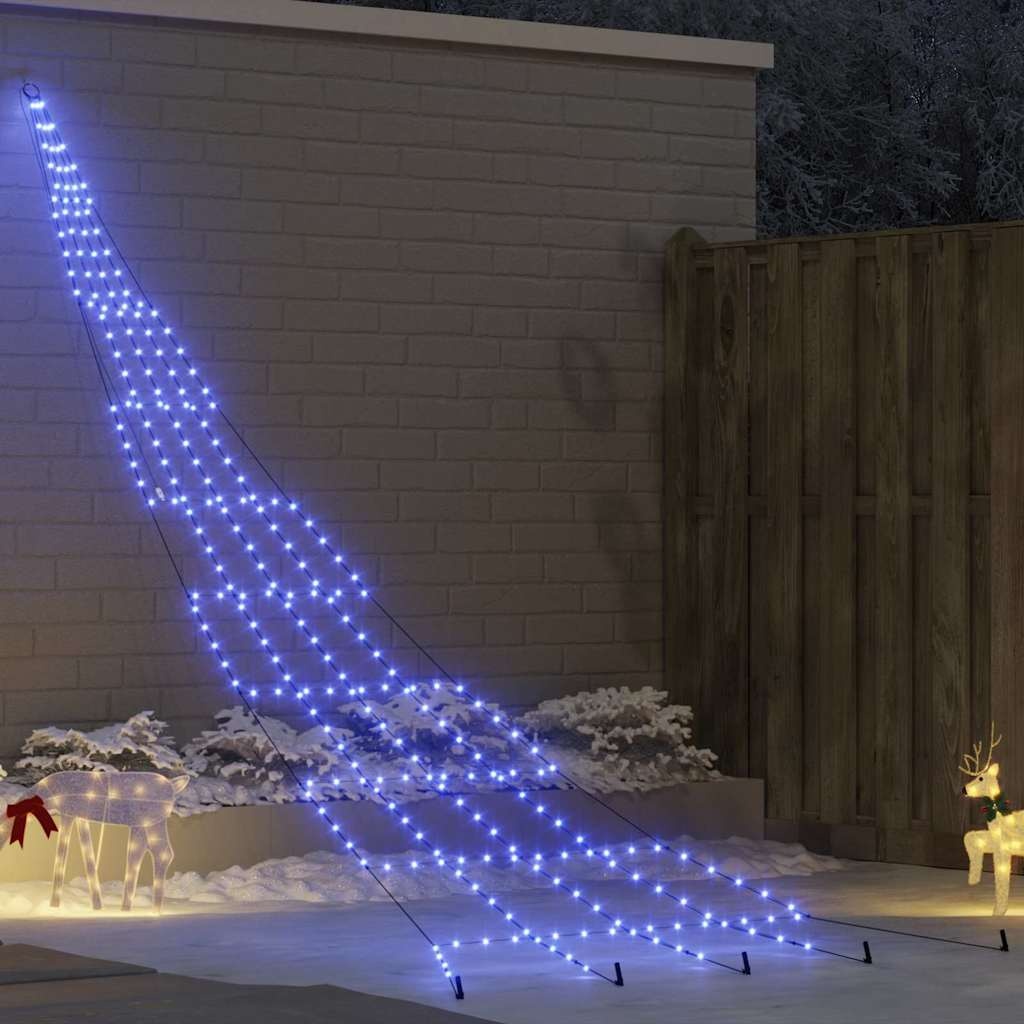 VidaXL LED Kerstboom met 276 LED met grondpennen Blauw 511 cm Metaal