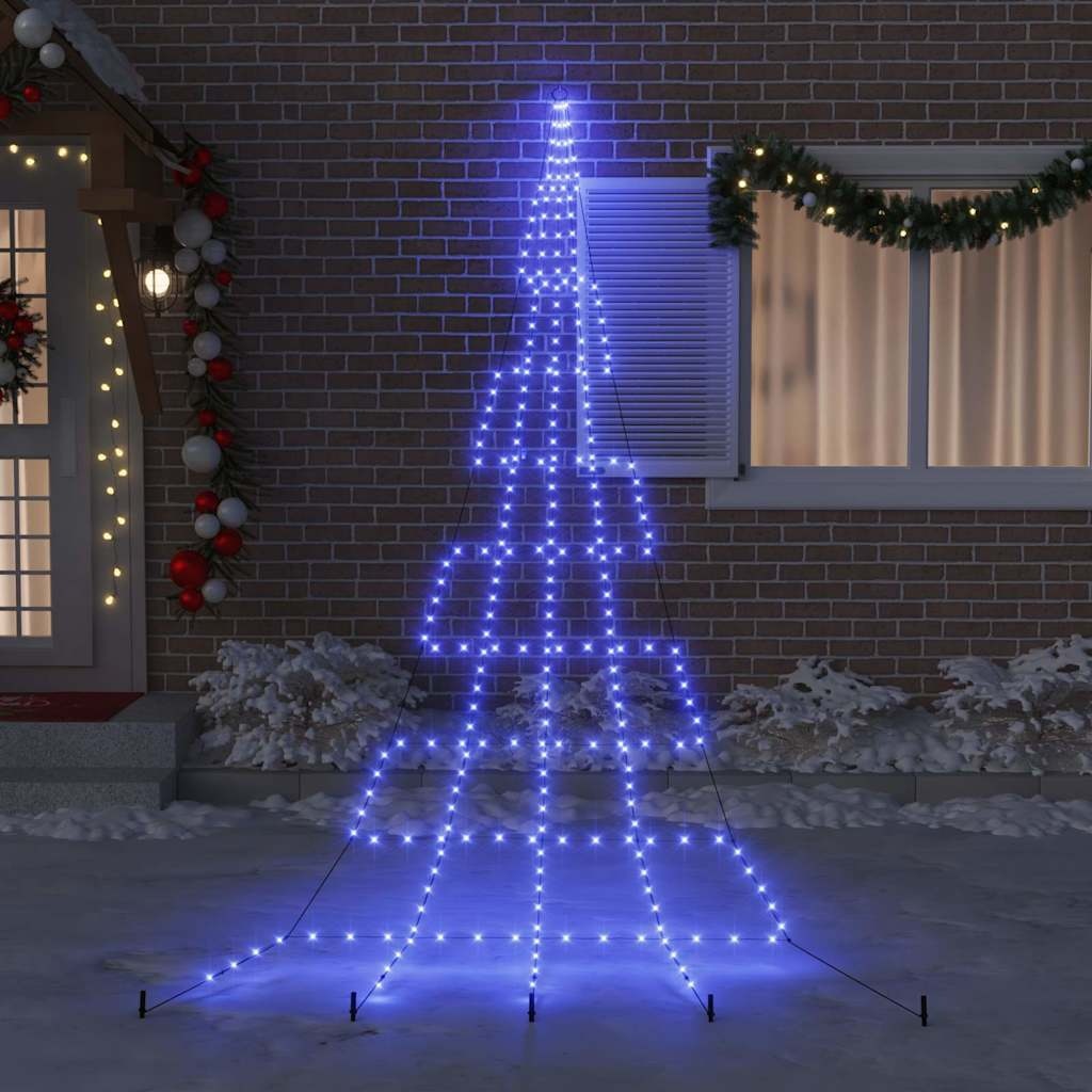 VidaXL LED Kerstboom met 276 LED met grondpennen Blauw 511 cm Metaal