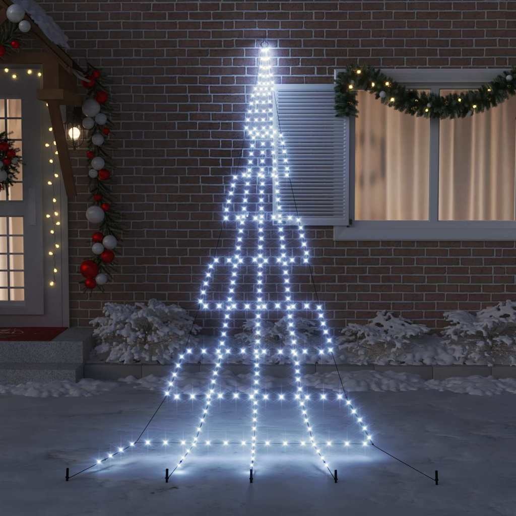 VidaXL LED Kerstboom met 276 LED met grondpennen Koudwit 511 cm Metaal