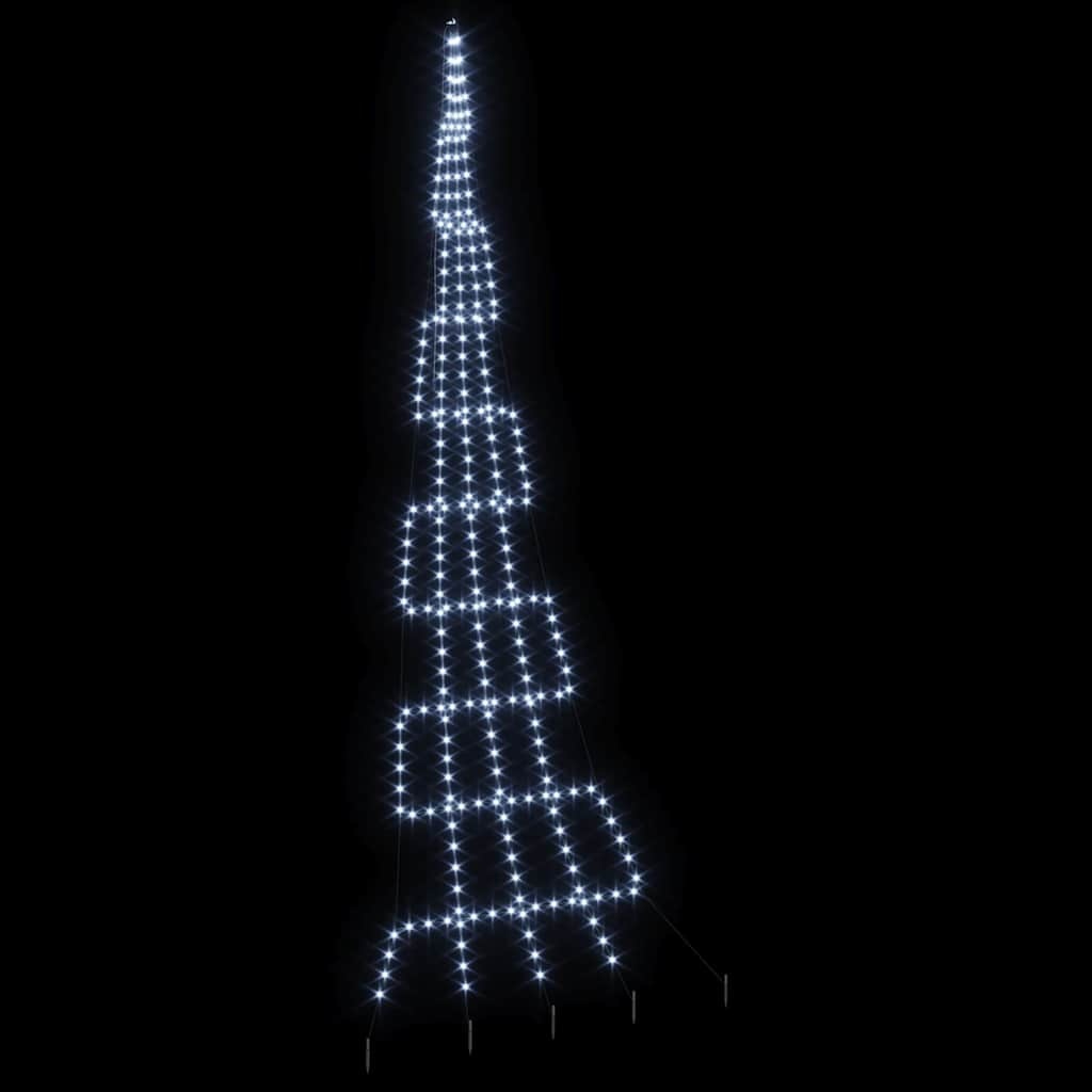 VidaXL LED Kerstboom met 276 LED met grondpennen Koudwit 511 cm Metaal
