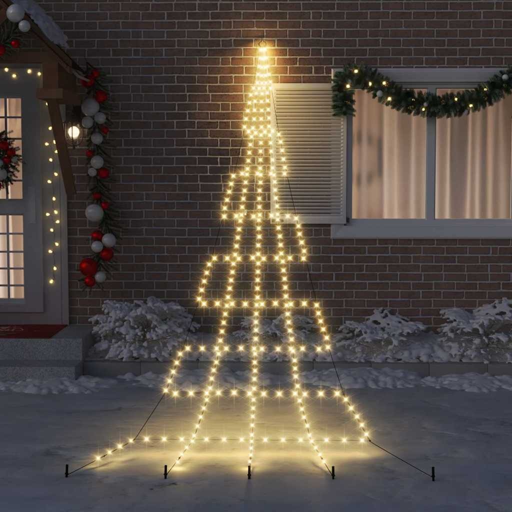 VidaXL LED Kerstboom met 276 LED met grondpennen Warmwit 511 cm Metaal
