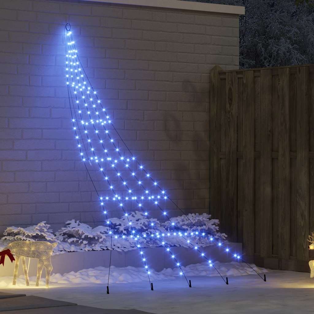 VidaXL LED Kerstboom met 168 LED met grondpennen Blauw 306 cm Metaal