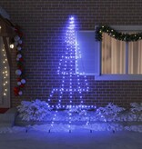 VidaXL LED Kerstboom met 168 LED met grondpennen Blauw 306 cm Metaal