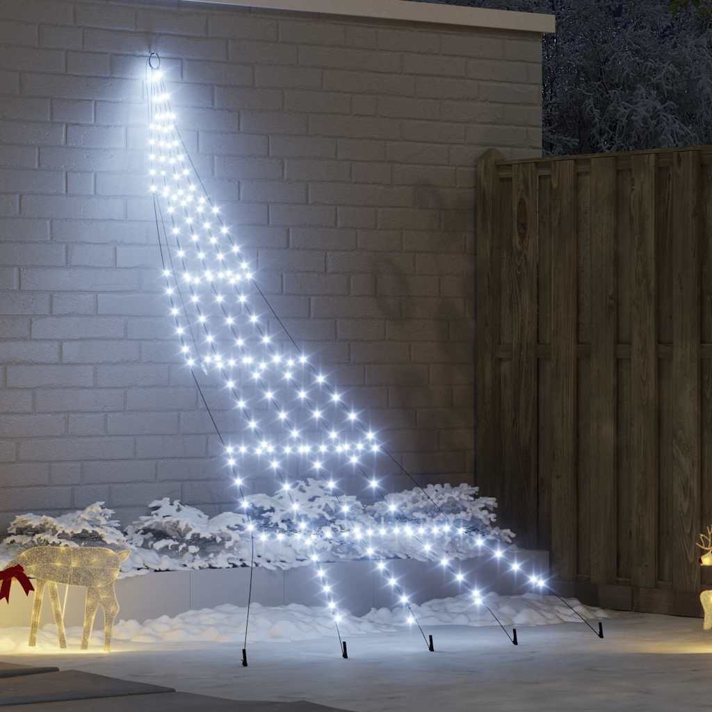 VidaXL LED Kerstboom met 168 LED met grondpennen Koudwit 306 cm Metaal