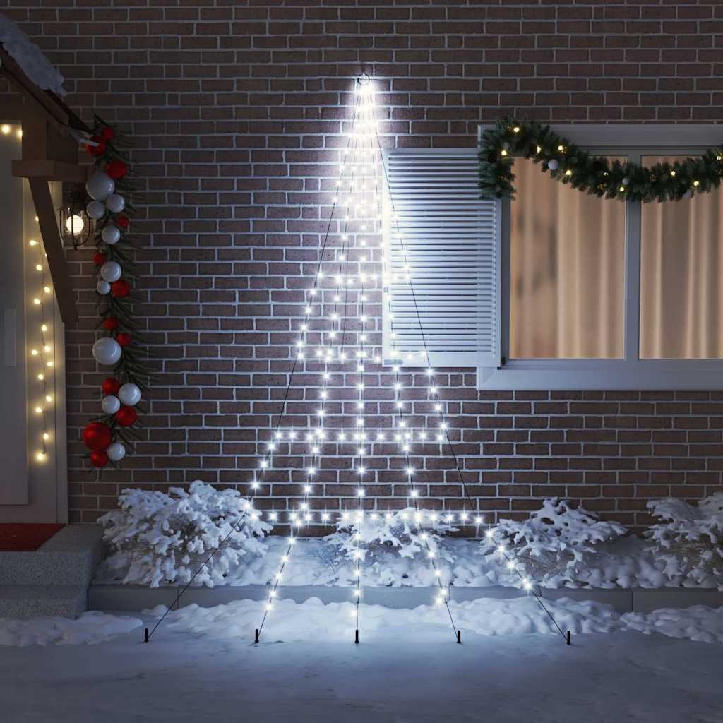 VidaXL LED Kerstboom met 168 LED met grondpennen Koudwit 306 cm Metaal