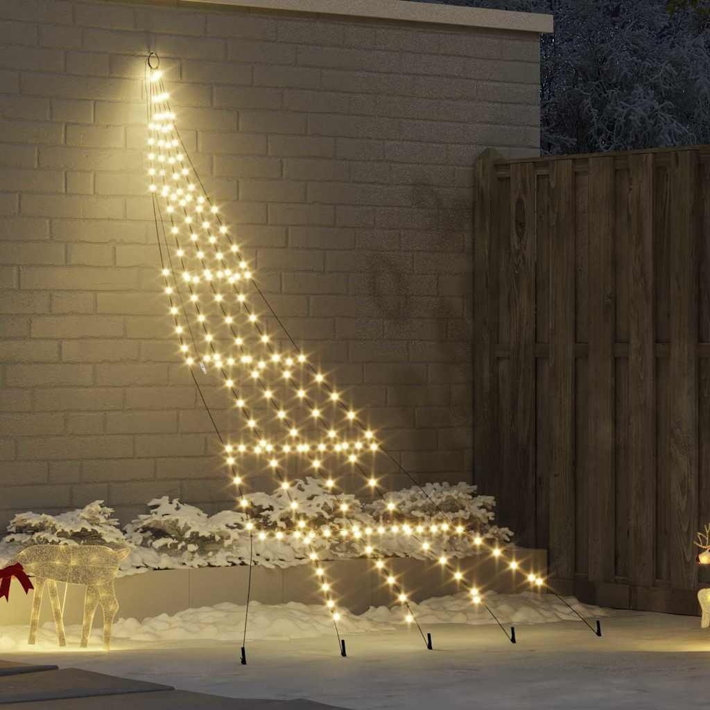 VidaXL LED Kerstboom met 168 LED met grondpennen Warmwit 306 cm Metaal