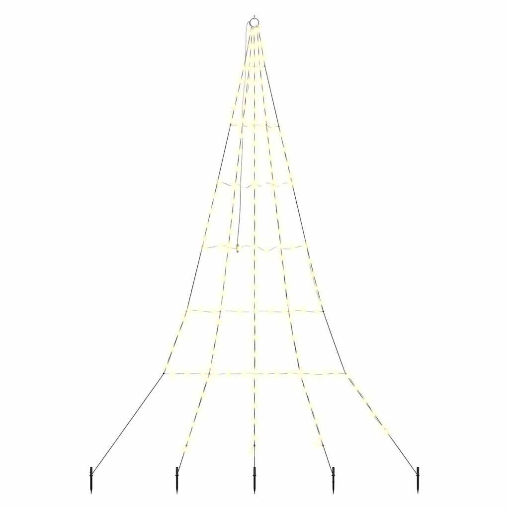 VidaXL LED Kerstboom met 168 LED met grondpennen Warmwit 306 cm Metaal