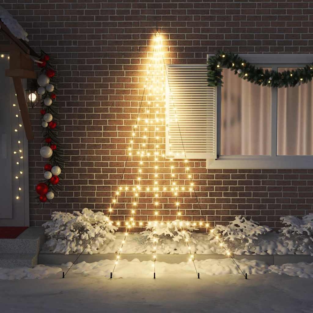 VidaXL LED Kerstboom met 168 LED met grondpennen Warmwit 306 cm Metaal