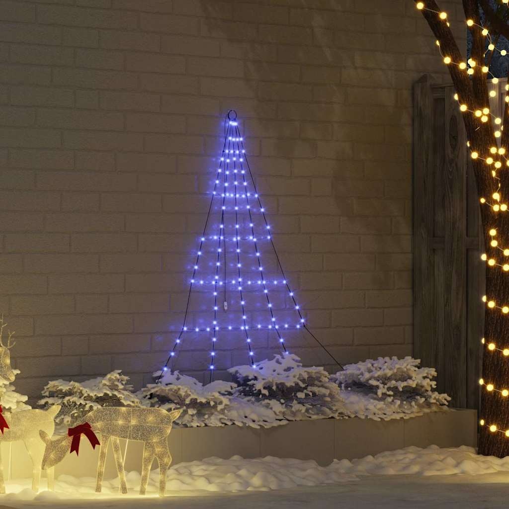 VidaXL LED Kerstboom met 112 LED met grondpennen Blauw 182 cm Metaal