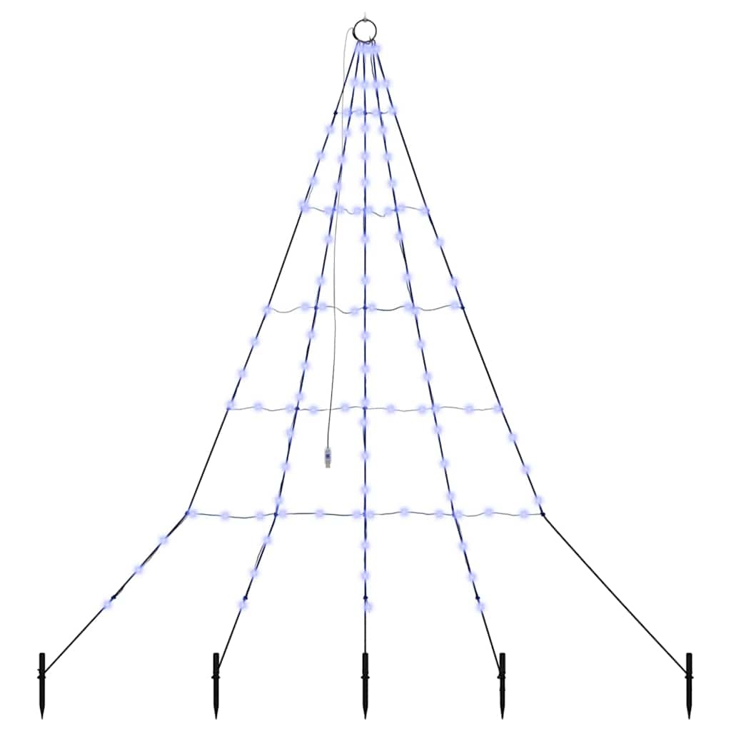 VidaXL LED Kerstboom met 112 LED met grondpennen Blauw 182 cm Metaal