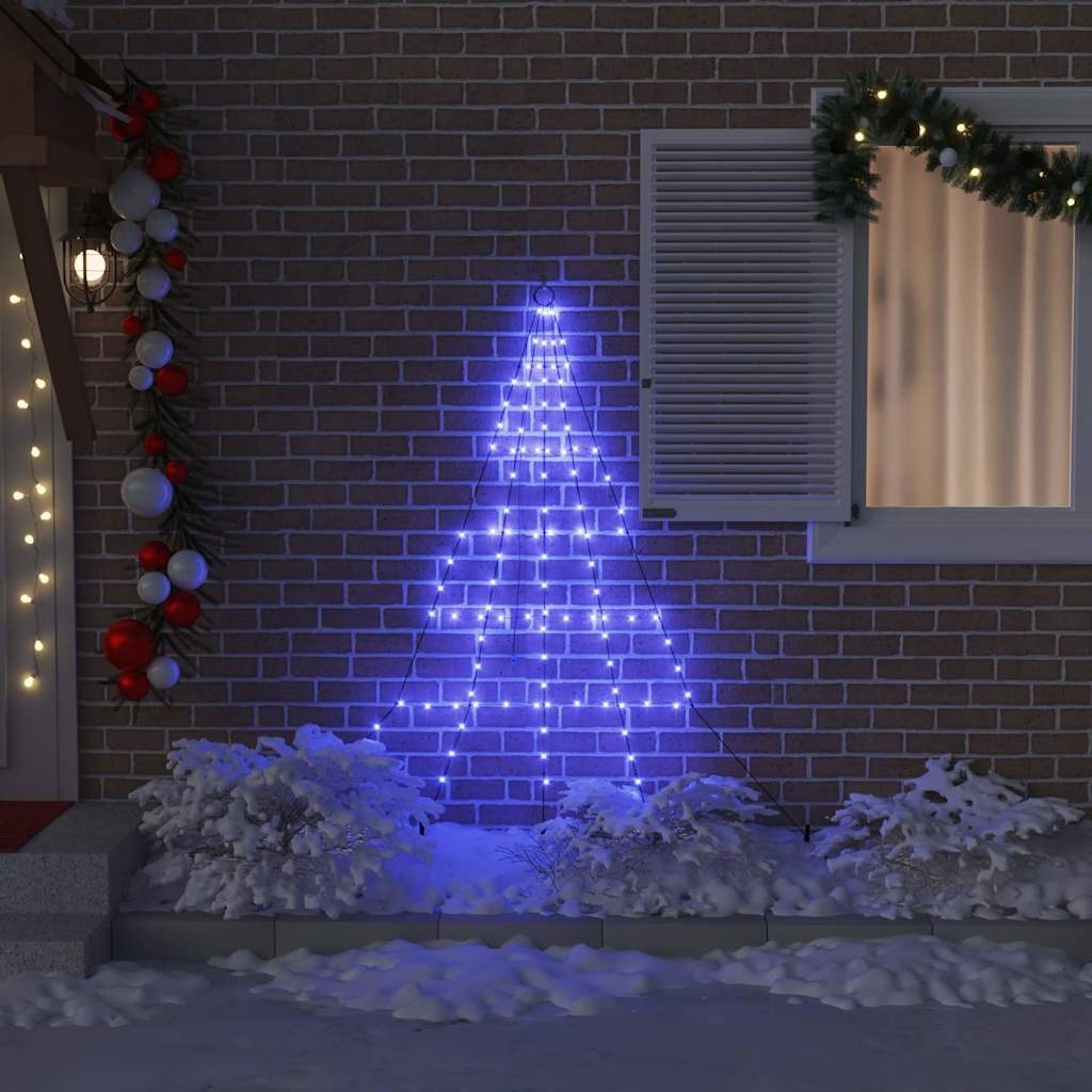 VidaXL LED Kerstboom met 112 LED met grondpennen Blauw 182 cm Metaal