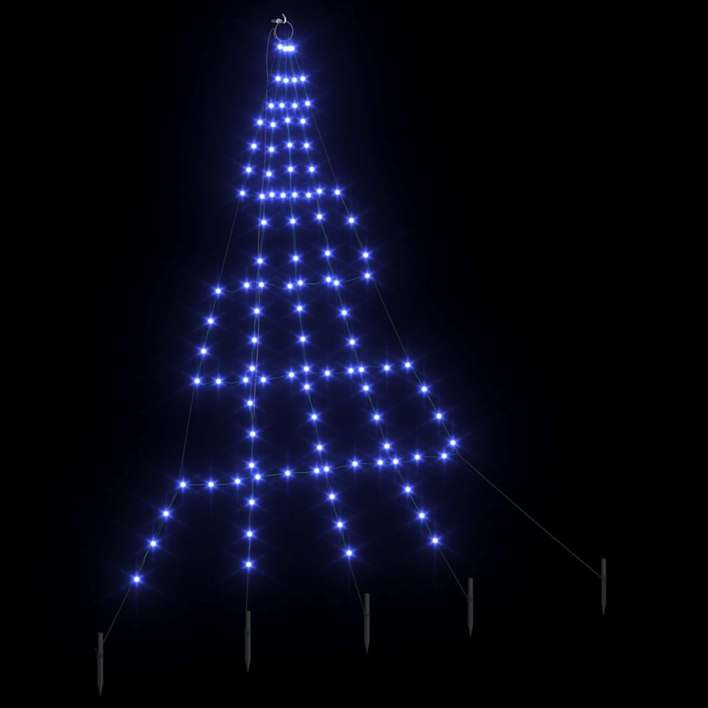 VidaXL LED Kerstboom met 112 LED met grondpennen Blauw 182 cm Metaal