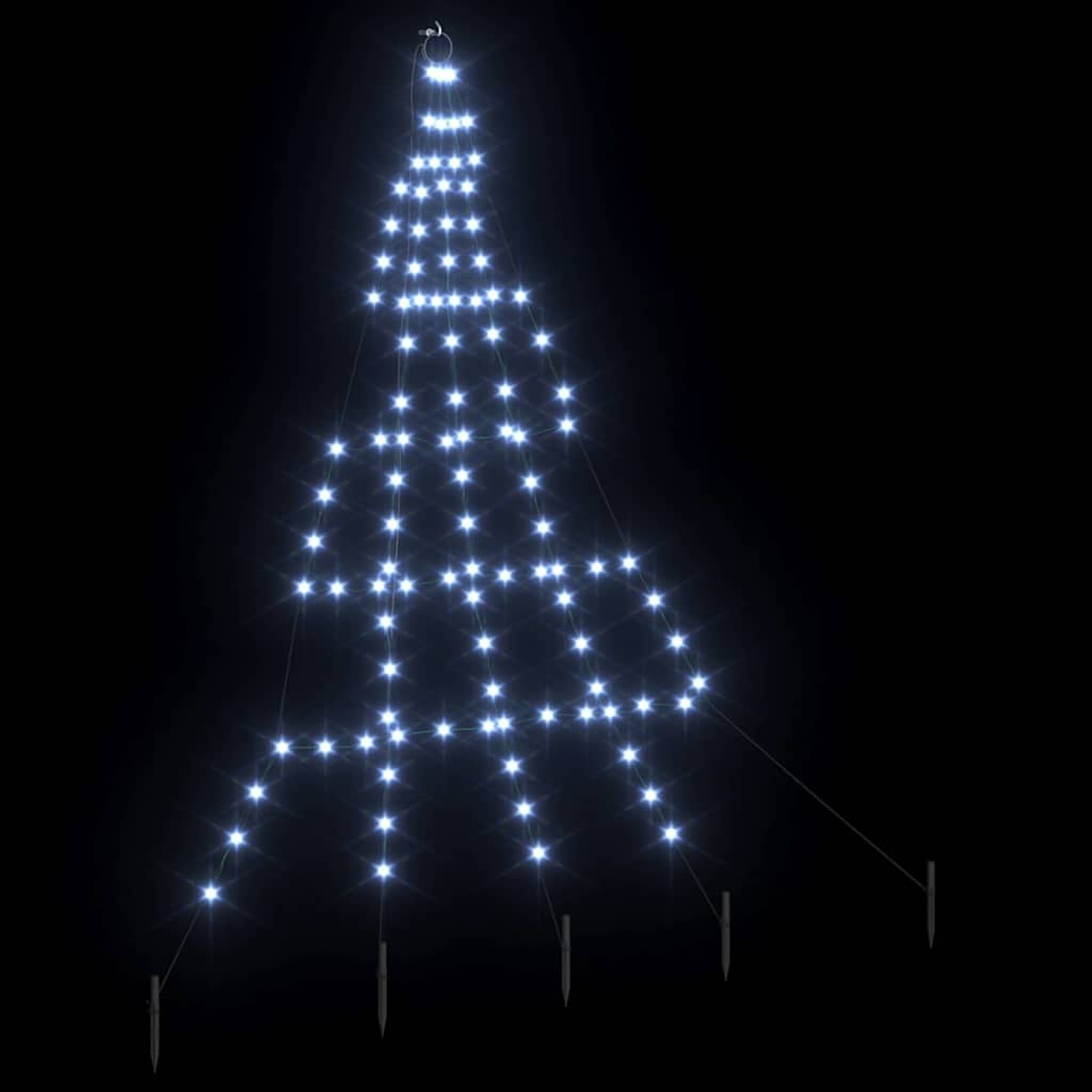 VidaXL LED Kerstboom met 112 LED met grondpennen Koudwit 182 cm Metaal