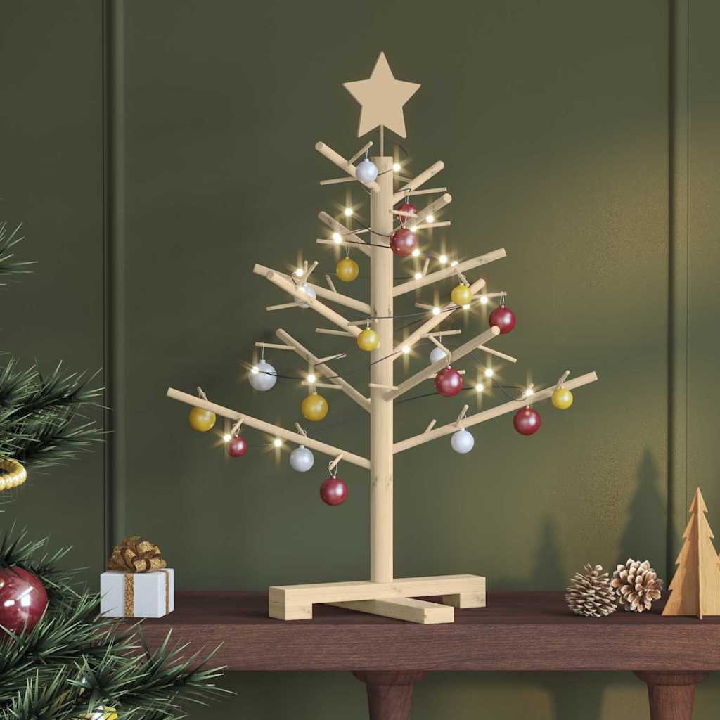VidaXL Houten kerstboom met standaard Naturel 75 cm Massief grenenhout