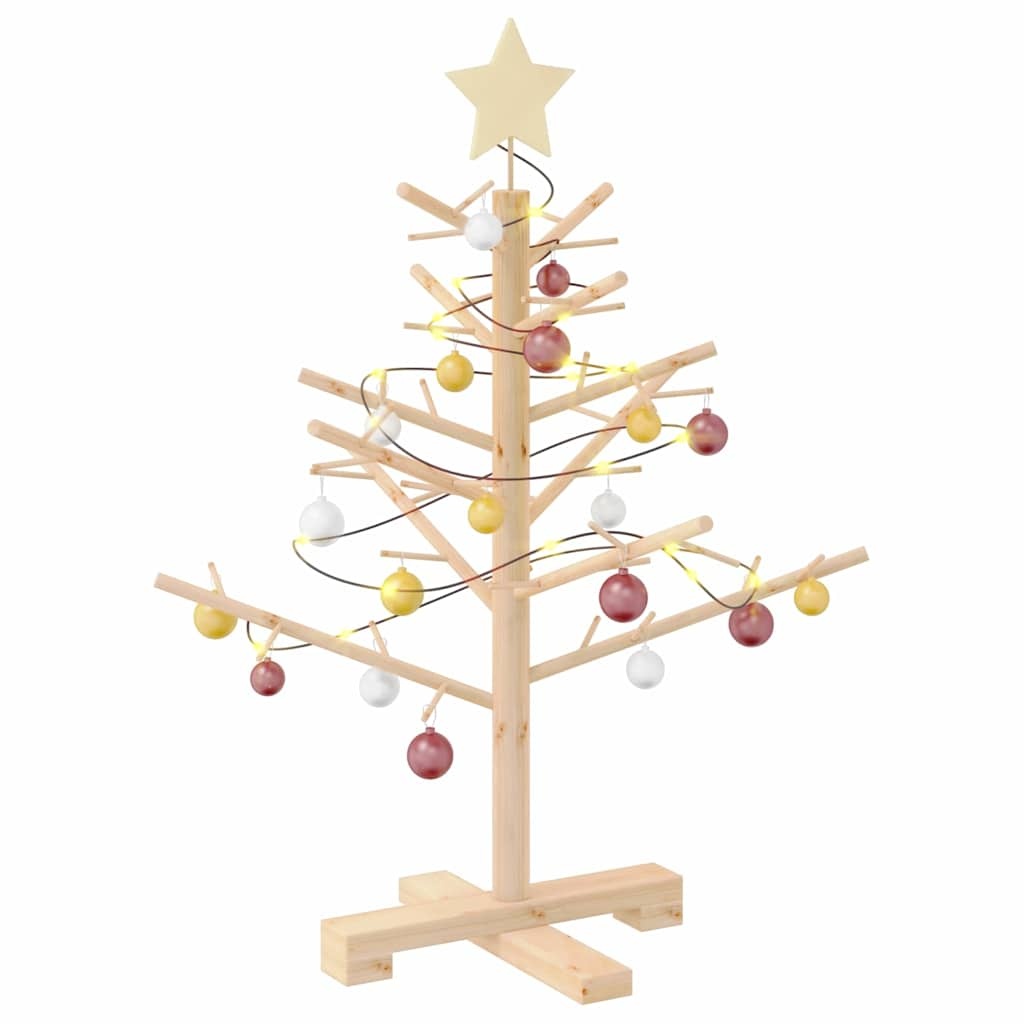 VidaXL Houten kerstboom met standaard Naturel 75 cm Massief grenenhout