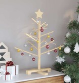 VidaXL Houten kerstboom met standaard Naturel 75 cm Massief grenenhout