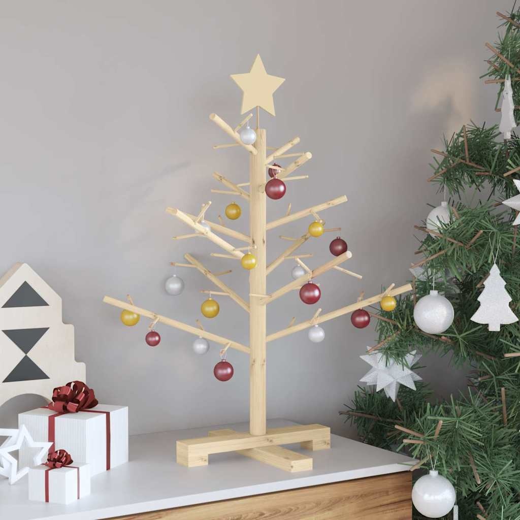 VidaXL Houten kerstboom met standaard Naturel 75 cm Massief grenenhout