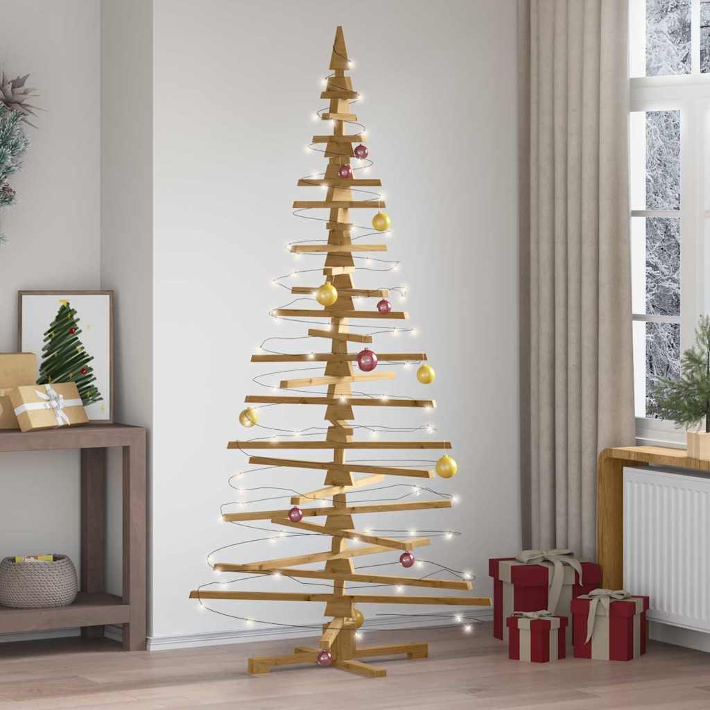 VidaXL Houten kerstboom met standaard Bruin 210 cm Massief grenenhout