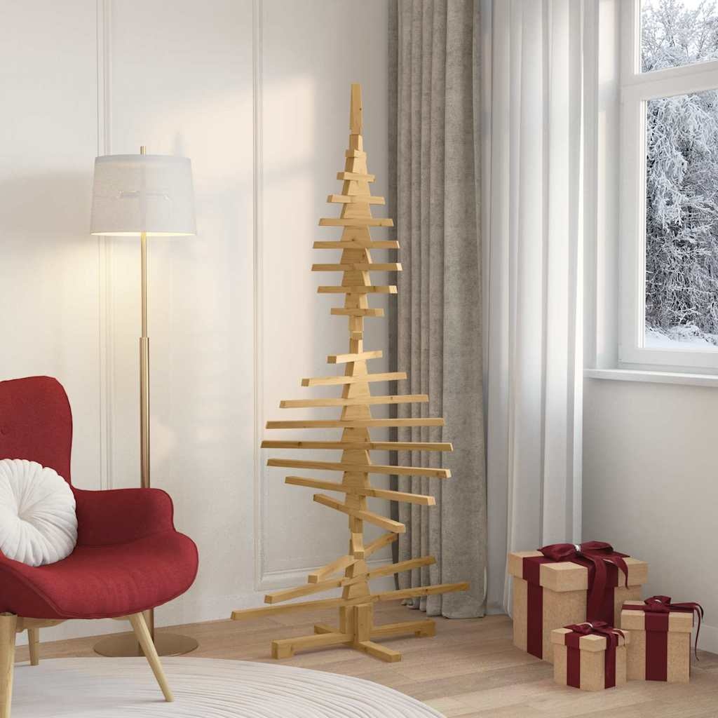VidaXL Houten kerstboom met standaard Bruin 180 cm Massief grenenhout