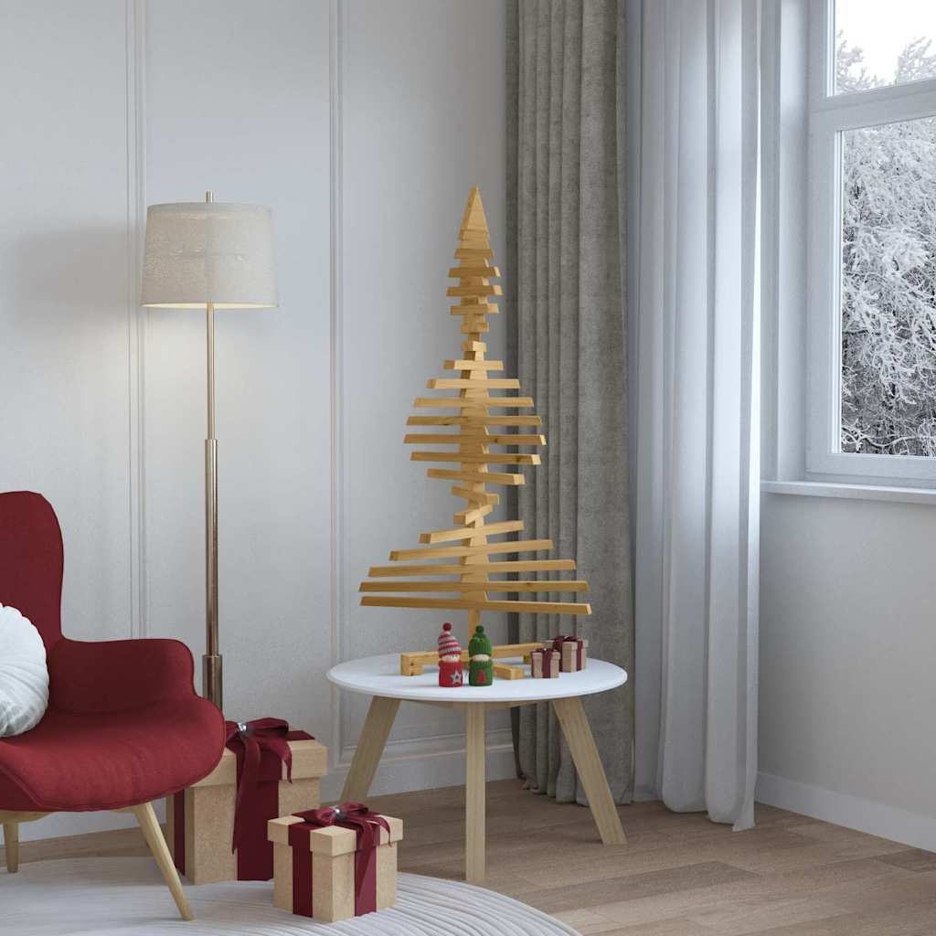 VidaXL Houten kerstboom met standaard Bruin 120 cm Massief grenenhout