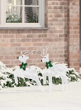 VidaXL LED Rendieren 2 pcs Koud Wit 45 x 19 x 65 cm Stof