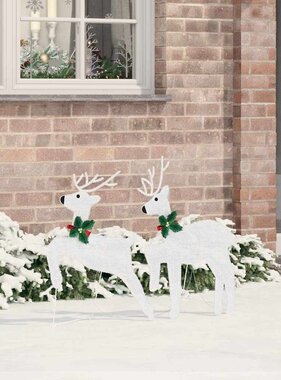 VidaXL LED Rendieren 2 pcs Koud Wit 45 x 19 x 65 cm Stof