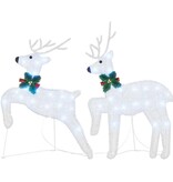 VidaXL LED Rendieren 2 pcs Koud Wit 45 x 19 x 65 cm Stof