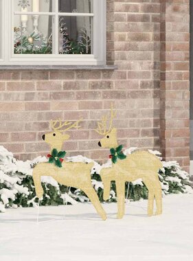 VidaXL LED Rendieren 2 pcs Warmwit 45 x 19 x 65 cm Stof
