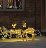 VidaXL LED Rendieren 2 pcs Warmwit 45 x 19 x 65 cm Stof