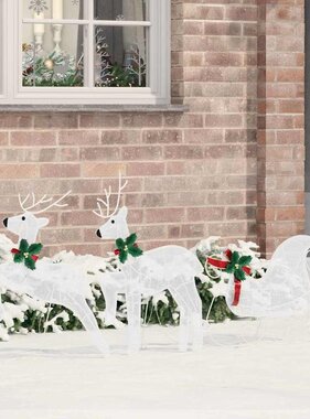 VidaXL LED Rendieren 3 pcs Koud Wit Stof