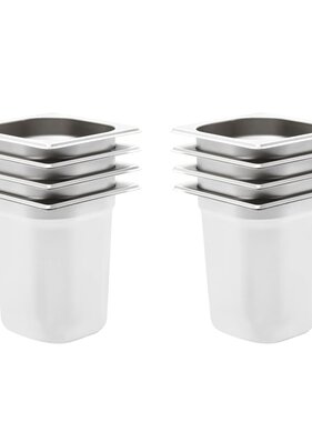 VidaXL Gastronormbakken 8 st GN 1/6 200 mm roestvrij staal