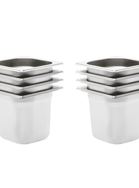 VidaXL Gastronormbakken 8 st GN 1/6 150 mm roestvrij staal