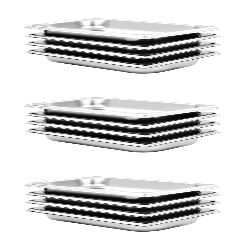 VidaXL Gastronormbakken 12 st GN 1/3 20 mm roestvrij staal