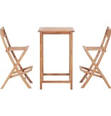 VidaXL 3-delige Barset massief teakhout